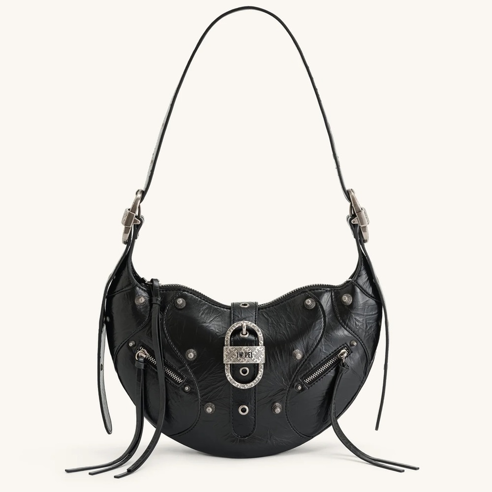 JW PEI TESSA CRUSHED SHOULDER BAG- black
